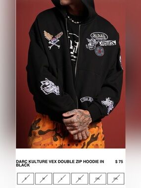 Darc Sport DARC KULTURE VEX DOUBLE ZIP HOODIE IN Black Zip Hoodie VON DUTCH